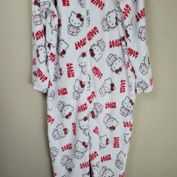 Hello Kitty Hooded One Piece Pajamas Women's Size XL Fleece Zip Up Sleepwear - Picture 4 of 15